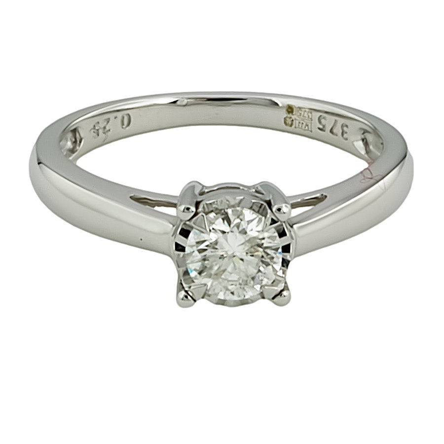 9ct White Gold Diamond 0.25cts Solitaire Ring Size H
